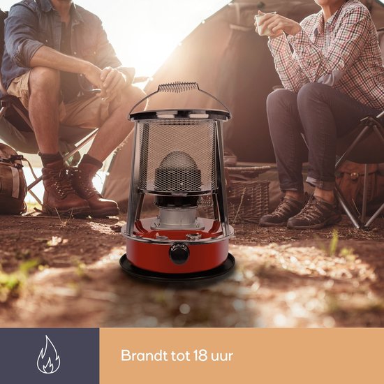Perel Draagbare kerosine- of petroleumkachel, ontworpen voor buitengebruik, met lont, 2600 W, zichtbare brandstoftank voor eenvoudige peilcontrole, robuust en betrouwbaar, handige draaggreep, ideaal voor kamperen, tuin of bouwplaatsen, Ø33 x 45 cm