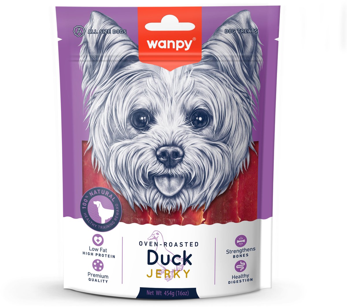 Wanpy | Duck Jerky | Hondensnack - Voordeelverpakking 454 gram