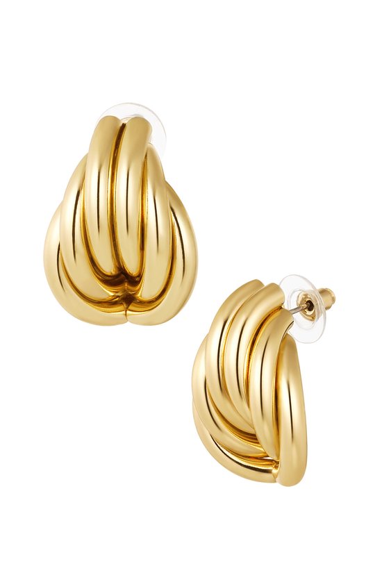 Dames oorbellen - Earrings playful shape - gold - prachtige dames oorknoppen - Goud