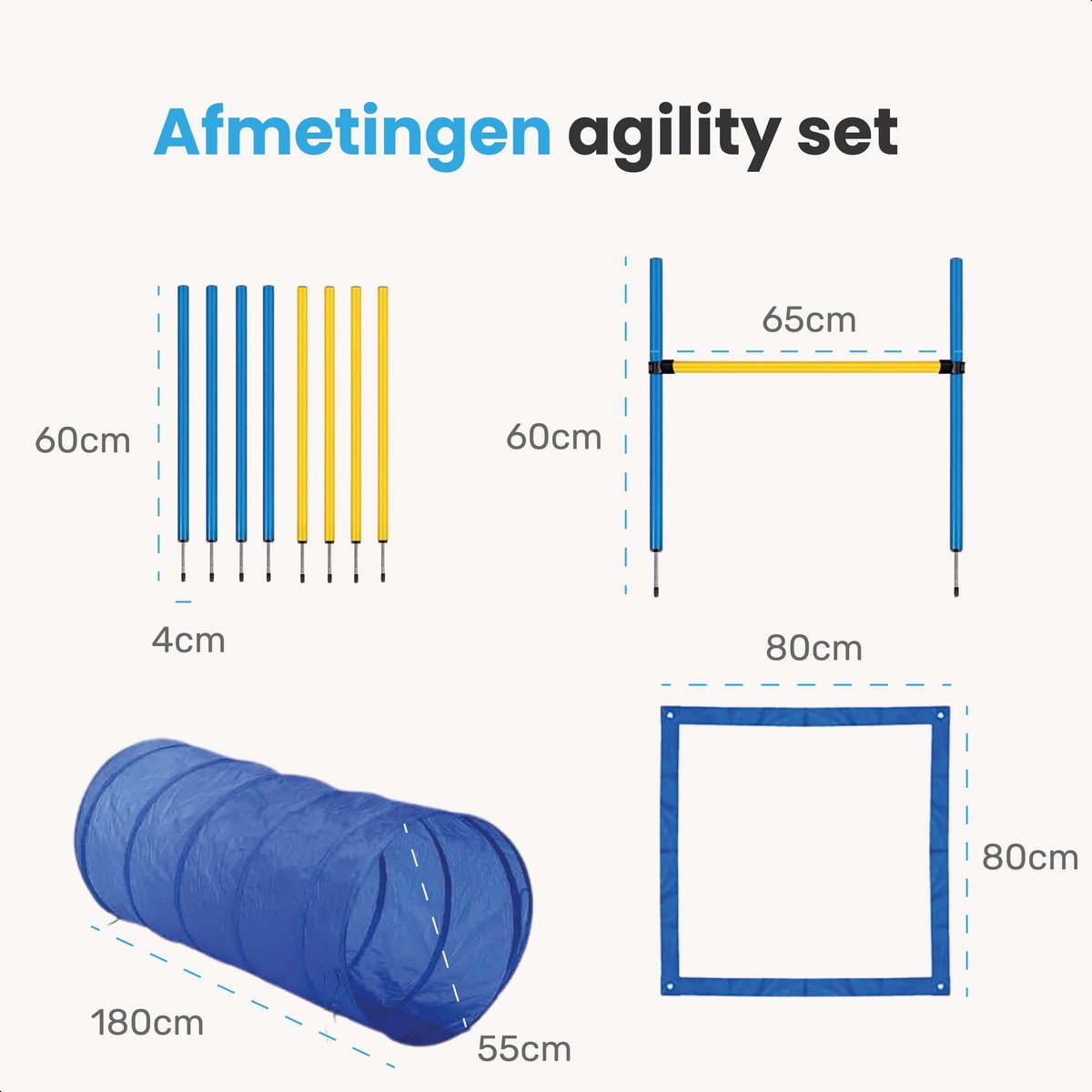 Sonnewelt Agility Set honden, 5-delige set behendigheidsuitrusting voor