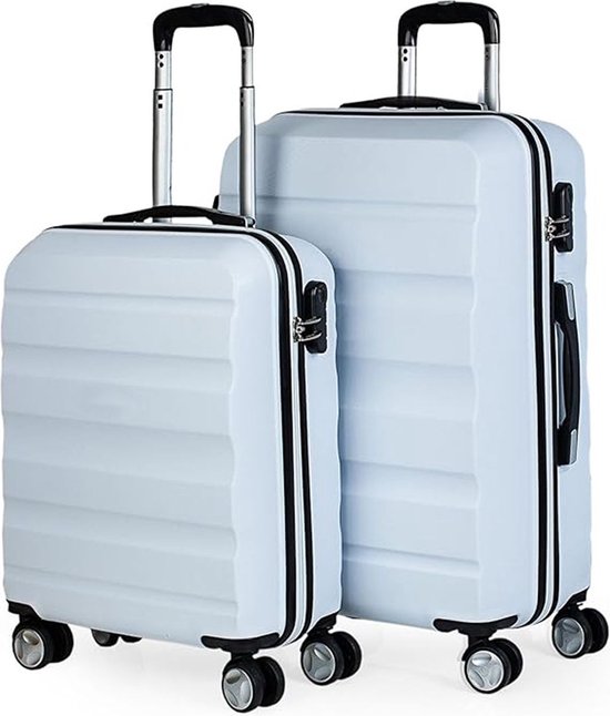 Kofferset 2 Delig - Reiskoffer met Wielen - Handbagage Trolley - Koffers - Licht Blauw