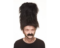 Partychimp Plaksnor Opa Nep Snor Zelfklevend voor Carnaval Verkleedaccessoire - Zwart - Imitatiebont