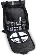 New Leaf Picknick rugzak - Inclusief borden en bestek - 33 x 16 x 40 cm - Zwart