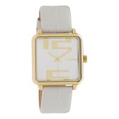 OOZOO Timepieces - Goudkleurige horloge met witte leren band - C10365