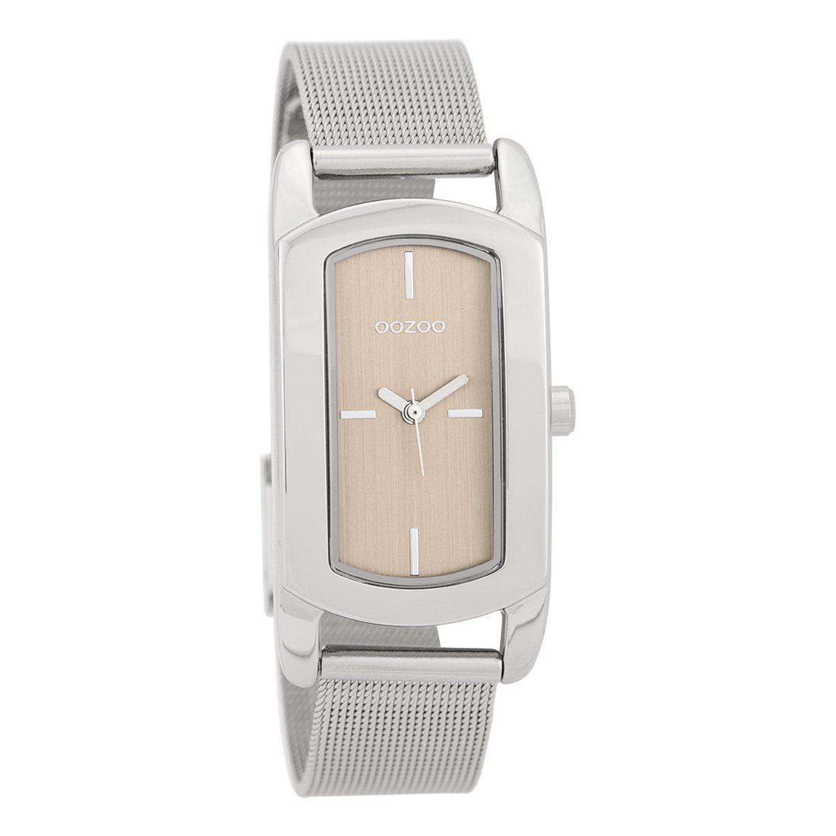 OOZOO Timepieces - Zilverkleurige horloge met zilverkleurige metalen mesh armband - C9700
