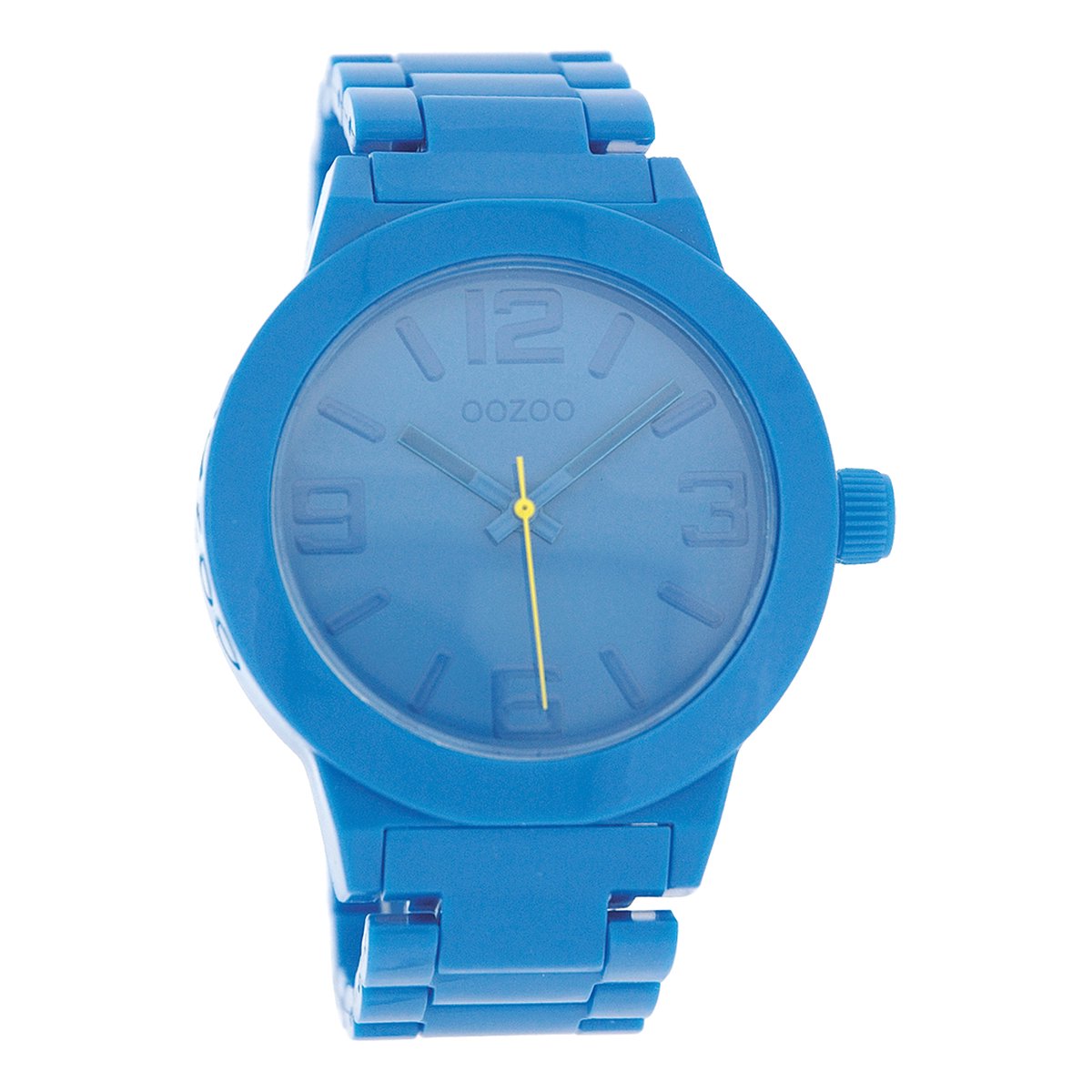 OOZOO Timepieces - Blauwe horloge met blauwe kunststof horlogeband - C3681