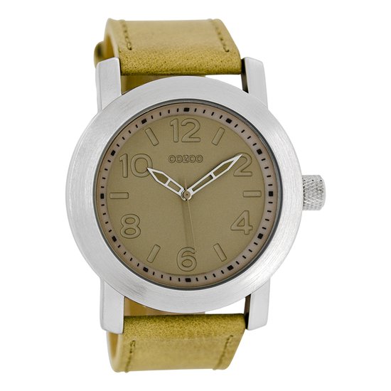OOZOO Timepieces - Montre argentée avec bracelet en cuir sable - C5151