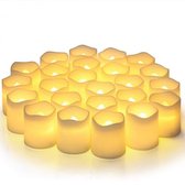 Joya Party® LED vlamloze flikkerende votief theelichten | Nep Kaars | Set van 24 elektrische flikkerende theelichtjes | namaakkaarsen voor bruiloft, feest, festival, kerstversiering enz. | Batterijen inbegrepen | Meteen klaar voor gebruik