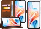Coque adaptée pour Oppo A38 4G / A18 - Glas Protecteur d'écran - Wallet Book Case Marron