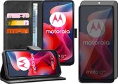 Hoesje geschikt voor Motorola Moto G24 - Privacy Screenprotector Volledig Dekkend Glas - Portemonnee Book Case Zwart