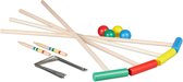 Croquet spel 4 spelers voor kinderen en volwassenen - houten set met hamer, ballen en poortjes - meerkleurig