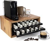 Porte-capsules Primeplus - Porte-gobelet adapté pour Nespresso - Porte-tasse à café avec tiroir en plexiglas - Bois - 72 pièces