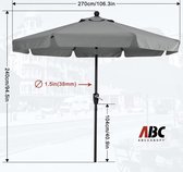 Premium Parasol Outdoor Tuin - UPF 50+ Bescherming, Roestbestendig Aluminium Frame - Perfect voor Patio, Deck, Achtertuin, Zwembad - Ø 270 cm -