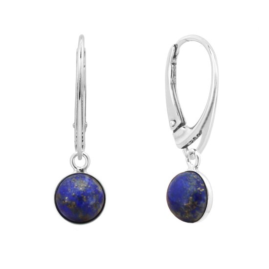 ARLIZI 2288 Oorbellen blauw lapis lazuli cabochon oorhangers - sterling zilver - 3 cm