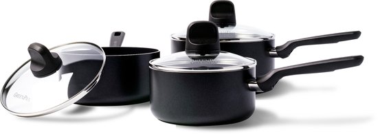 GreenPan Memphis 6-delige keramische anti-aanbak steelpannenset - inductie pannenset - inductie steelpan - 16,18,20cm - ovenbestendig tot 160°C - vaatwasserbestendig - koelgrepen - met deksels - PFAS-vrij