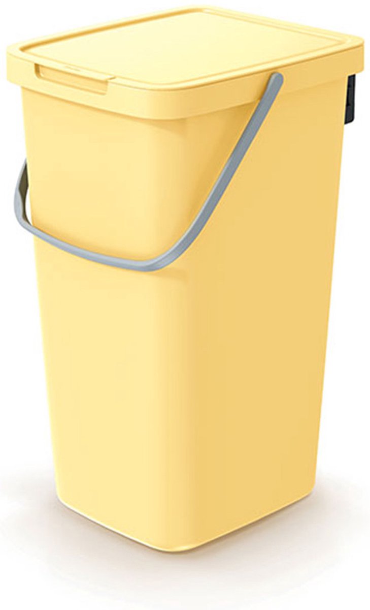 Goedkoopste Keden GFT of rest afvalbak - geel - 25L - afsluitbaar - 26 x 29 x 48 cm - klepje/hengsel - afval scheiden