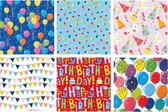 Urban Living Papier d'emballage/papier cadeau - 6x rouleaux - fête/anniversaire - 200 x 70 cm - papier - impressions thématiques