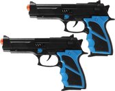JonoToys Politie speelgoed pistolen - 2x - kind en volwassenen - verkleed rollenspel - plastic - 22 cm