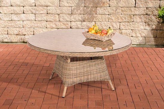 Foto: Clp polyrattan glazen tafel xl stavanger rond 150 cm natura