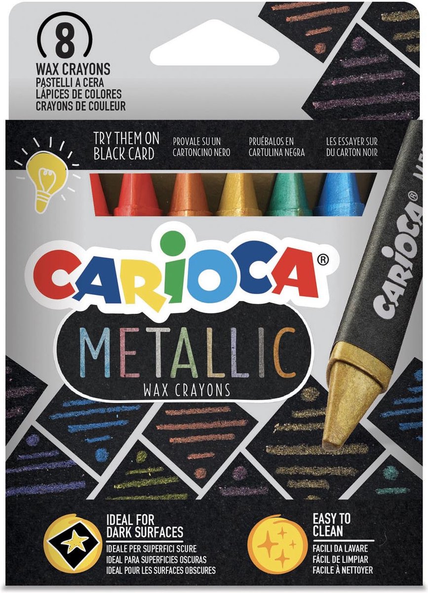 CARIOCA METALLIC WASCO'S - 8 stuks in een kartonnen doos