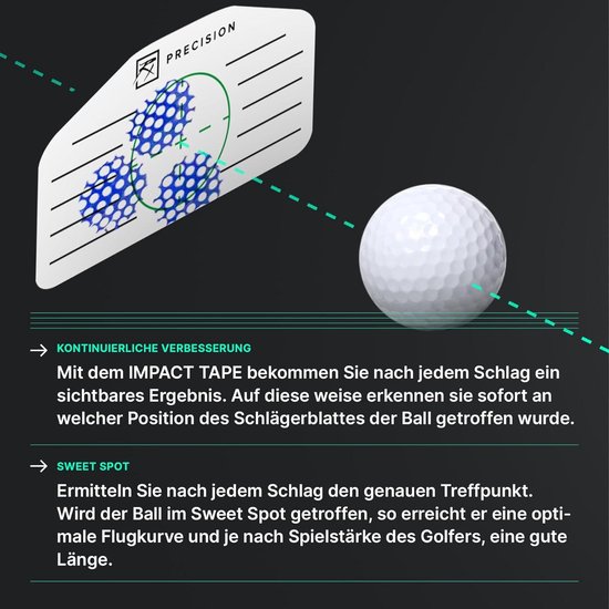 250 Golf Impact Tape/label voor ijzersrackers en houtsoorten - Sweet Spot vliegtrainer - RX PRECISION van RX PRECISION — afbeelding 2