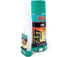 Akfix 705 50gr extra sterke professionele alleslijm met 200 ml spray activator voor universele reparaties met hoge hechtsterkte, Superlijm met sprayactivator, Superglue, Snellijm