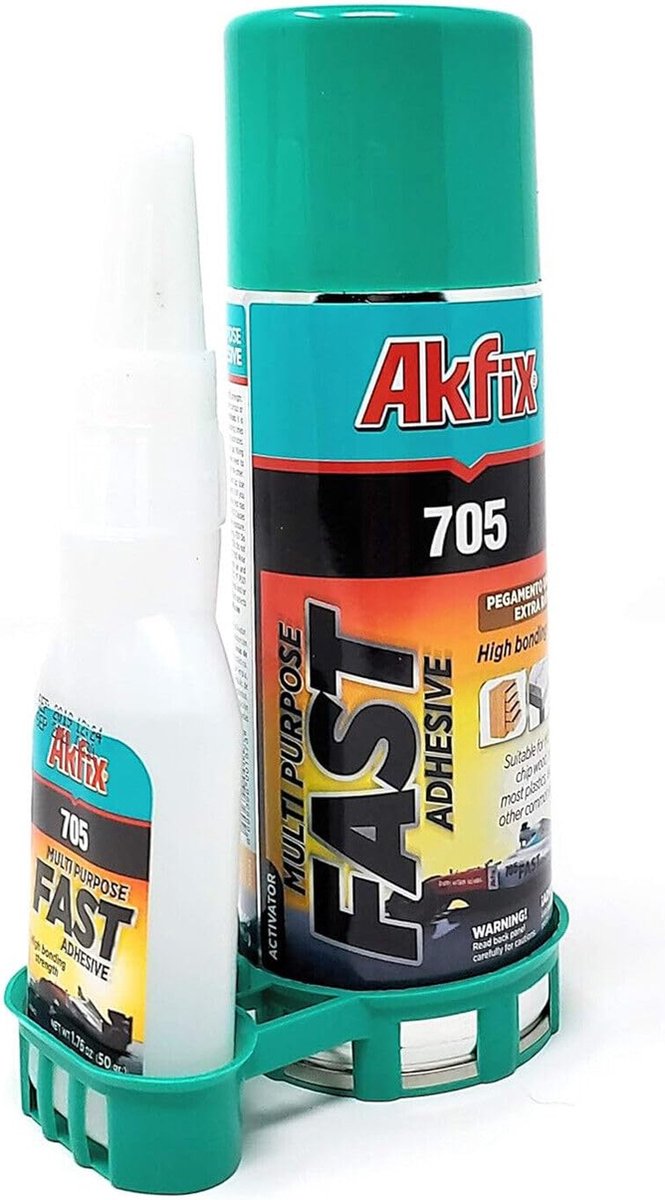 Akfix 705 50gr extra sterke professionele alleslijm met 200 ml spray activator voor universele reparaties met hoge hechtsterkte, Superlijm met sprayactivator, Superglue, Snellijm