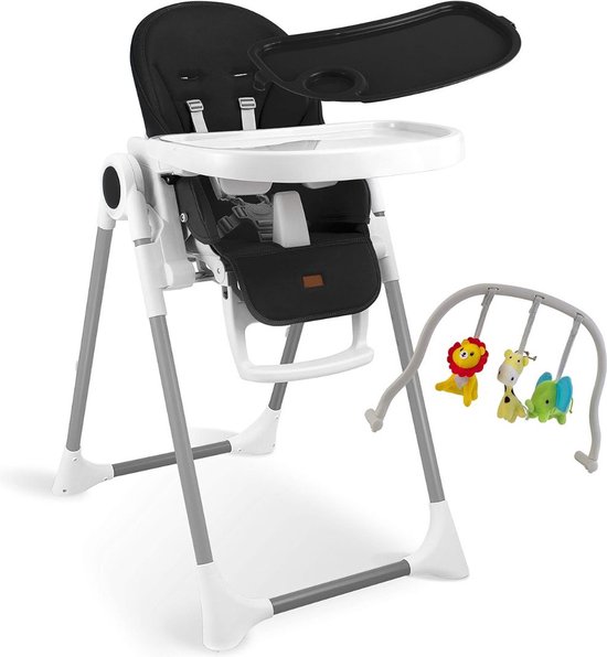 Kinderzetel - Eetstoel Baby 6 Maanden en Ouder - Kinder Eetstoel - Kinderstoel - Inklapbare Eetstoel - Zwart met Wit