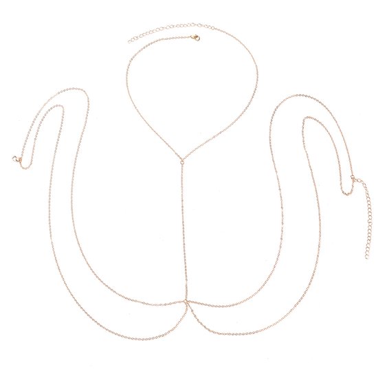 Plux Fashion Basic Body Chain - Or - Différentes tailles - Bijoux - Chaîne de corps en or - Chaîne de corps à maillons - Cadeau Bijoux - Style Luxe - Qualité durable - Cadeau fête des mères