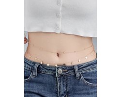 Plux Fashion Dubbele Buikketting - Goud - 2mm/67cm + 25cm verlengstuk - Sieraden - Gold Double Belly Chain - HipHop Buikketting- Schakel Buikketting - Sieraden Cadeau - Luxe Style - Duurzame Kwaliteit - Moederdag Cadeau
