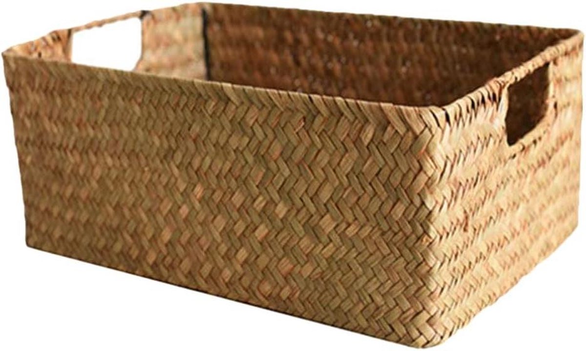 Rechthoekige stoffen mand met handvat rotan decoratieve rieten dienblad voor keuken en badkamer