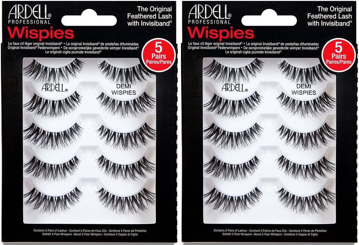 Goedkoopste 2 x Ardell Demi Wispies Multipack - 5 paar Nepwimpers van Echt haar - Gemiddeld volume, gemiddelde lengte - Uitlopend - Signature Wispies-stijl met kriskras, bevedering en krul