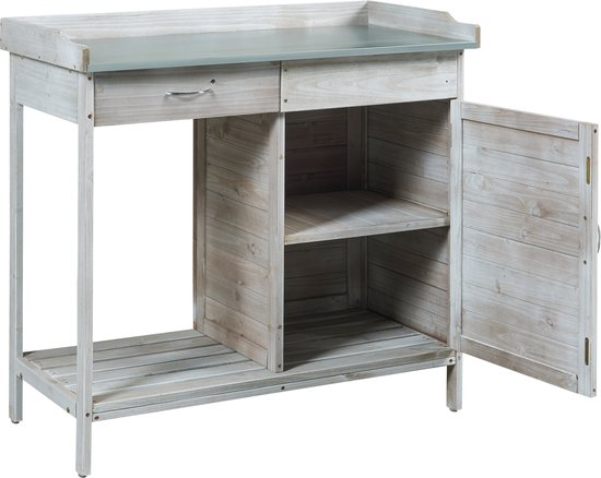 Table de travail de jardin Aliano table d'empotage 98x48x94 cm gris casa.pro