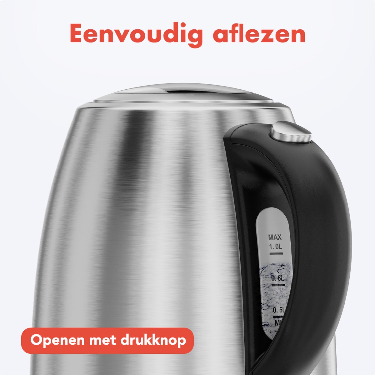 KitchenBrothers Waterkoker - Elektrisch - 1 Liter - PFAS- & BPA-vrij - Klein Camping Formaat - Reiswaterkoker met Kalkfilter - RVS – foto 4