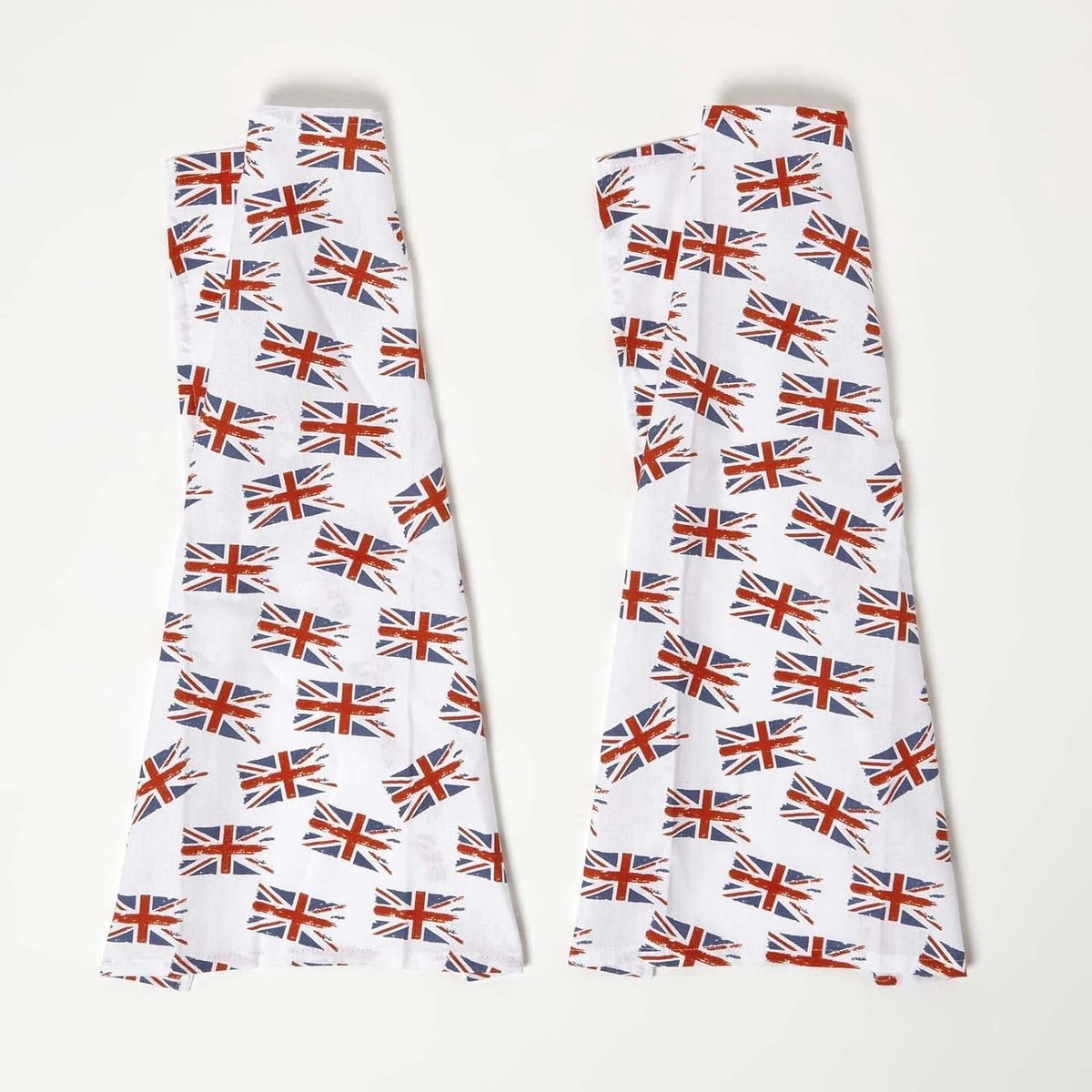 Homescapes set van 2 katoenen theedoeken met Union Jack blauw-wit-rood 45 x 65 cm