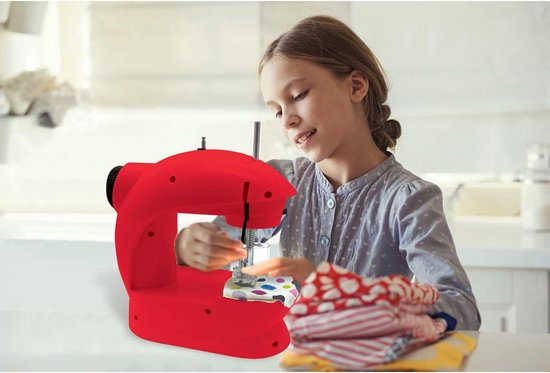 Mini-naaimachine for beginners Draagbare naaimachine, kindernaaimachine - dubbele snelheid, 12 soorten steeknaaien, naaisets for doe-het-zelfkleding, gordijn, handwerk (Size : Pink