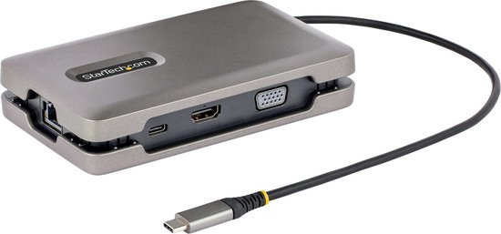 StarTech.com Adaptateur Multiport USB C - Station d'Accueil USB C avec Sortie Vidéo USB-C DP Alt Mode/4K HDMI 2.0/VGA - Hub/Dock USB C Double Écran, 100W PD Pass-Through (DKM31C3HVCPD)