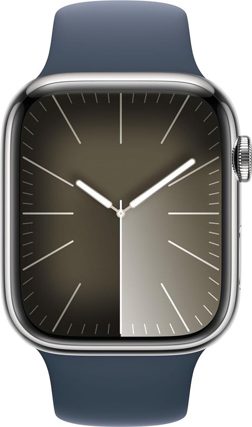 Apple Watch Series 9 GPS Cellular 45mm Silver Stainless Steel Case with Storm. bol