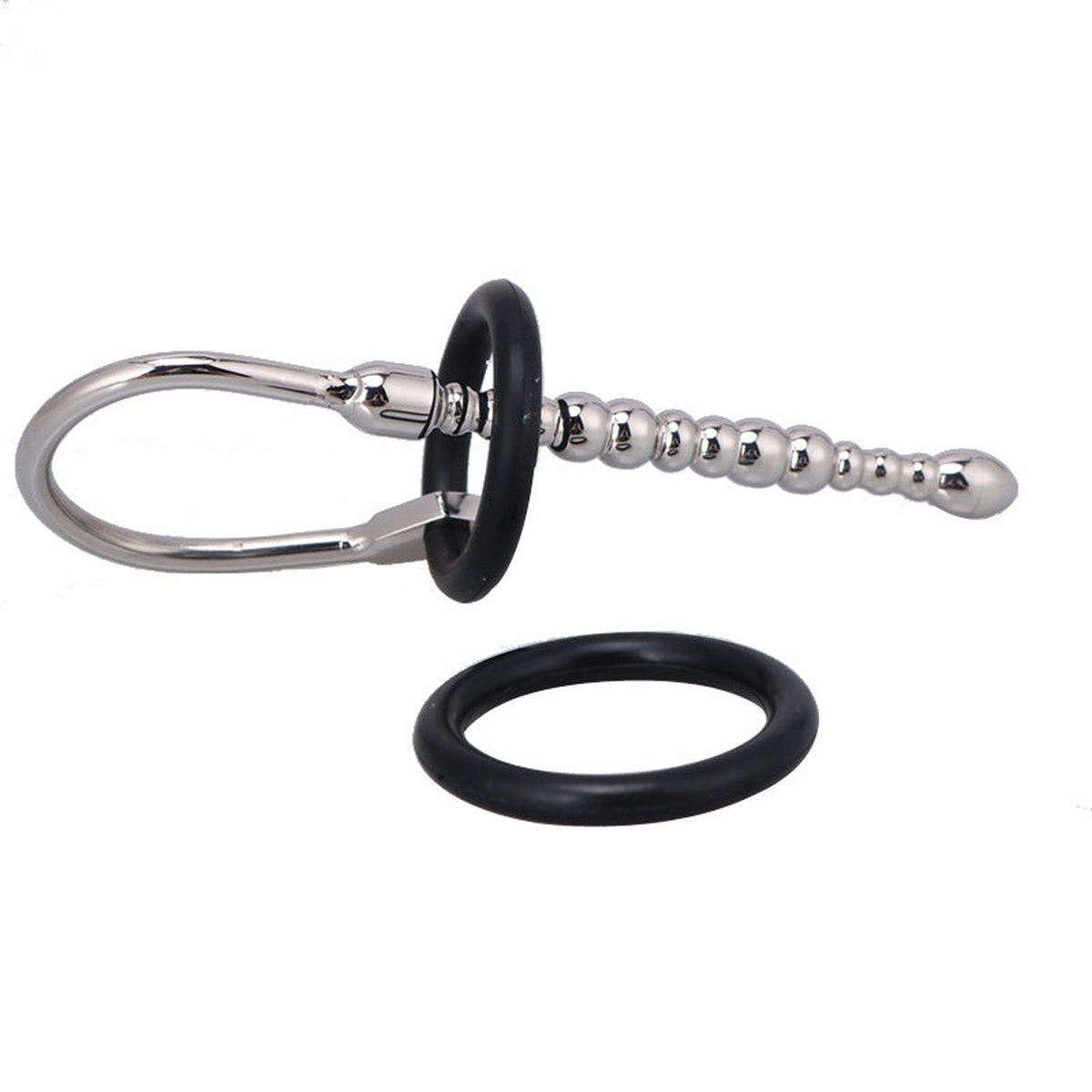 Goedkoopste Fixxx - Geribbelde Penis Plug - Diameter 8 mm - Met Rekbare Eikelring - Zilver