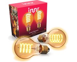 Innr E27 filament lamp - geschikt voor Philips Hue - Zigbee - LED smart bulb - warmwit licht - slimme verlichting - dimbaar - 550 lumen - 2 pack