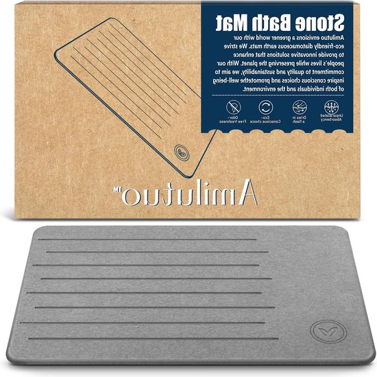 Amilutuo Badmat steen, Diatomite Stone Badmat, antislip stenen badmat, badmat steen sneldrogend, verfraai je badkamer met deze absorberende badmat (blauw, 60 x 39 cm), SBT02