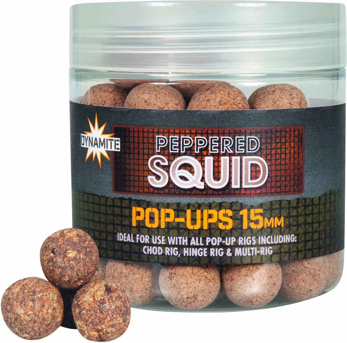 Dynamite Baits Peppered Squid Pop-Ups 15mm (75g)