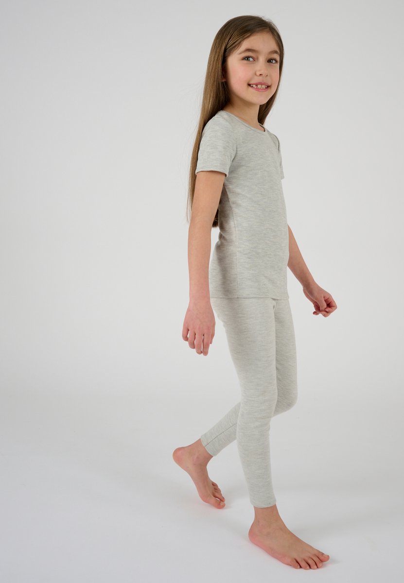 Damart - Klassiek gebreide T-shirt met korte mouwen Thermolactyl - Kinderen - Grijs - 8 JAAR