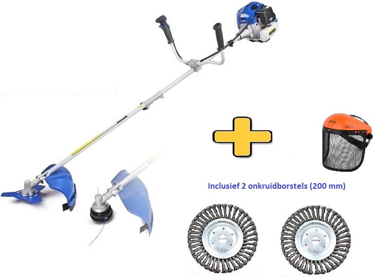 Bol.com Borg Krachtige 52cc benzine bosmaaier + 2 onkruidborstels - 3 in 1 tuinmachine - aanbieding