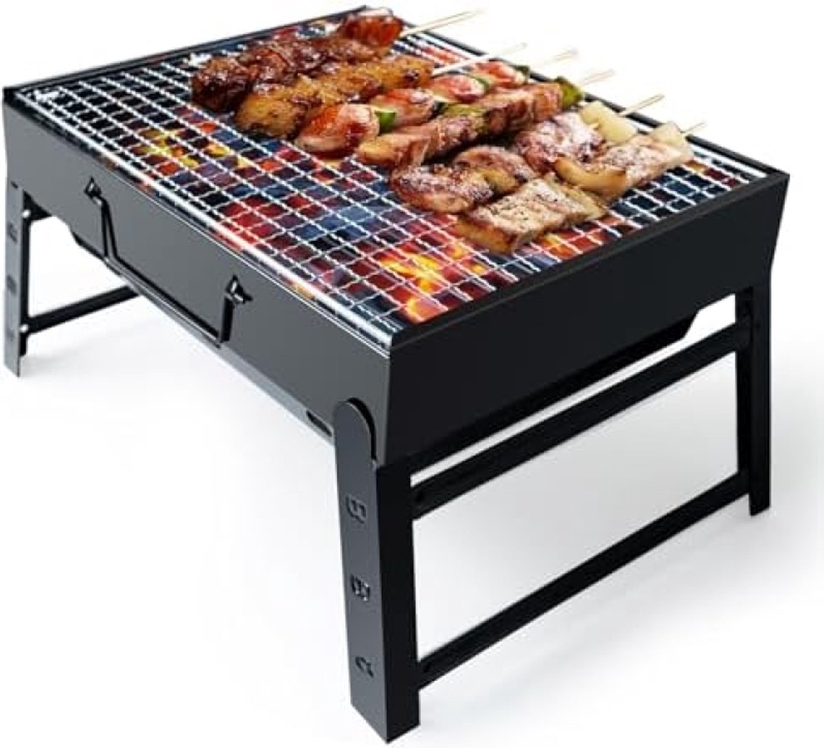Barbecue grill - draagbare en opvouwbare houtskoolgrill - BBQ met handvaten - tafelblad BBQ outdoor - 40 x 25 x 20 cm