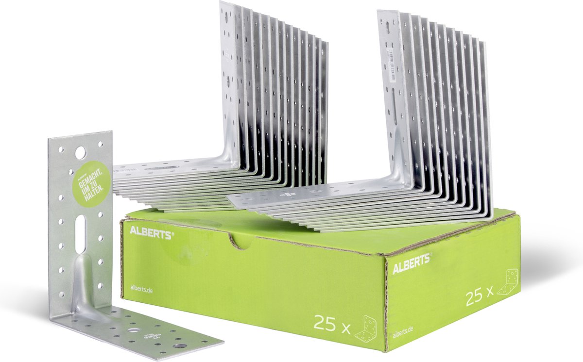 Alberts 867560 hoekanker extra sterk met rib | sendzimir verzinkt | 150 x 150 x 65 mm | set van 25
