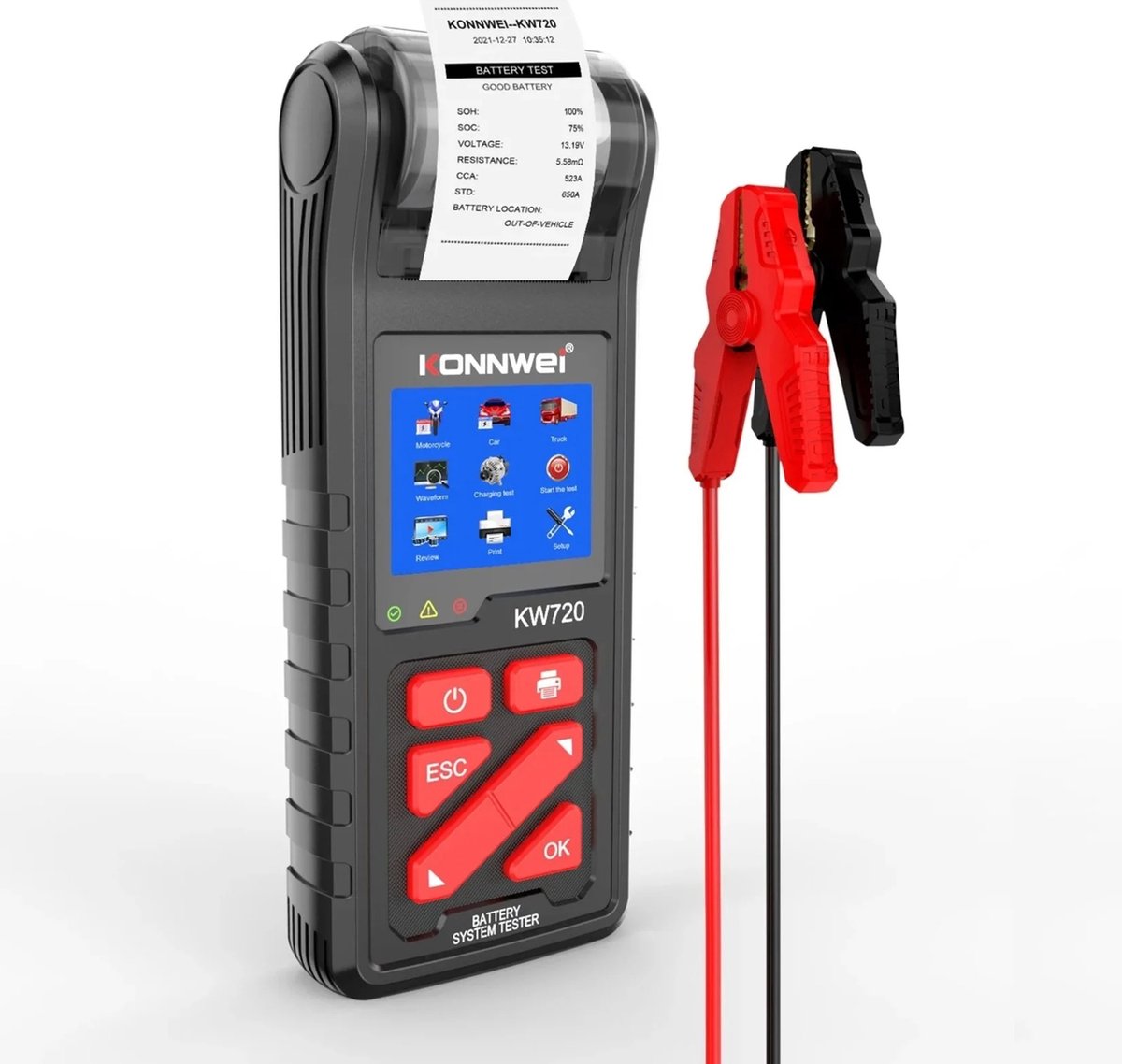 Konnwei KW720 6V/12V/24V accutester – auto, motor en vrachtwagen