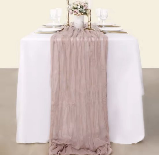 MODERNO Tafelloper in linnenlook grijs, 5 m, kerstdecoratie met