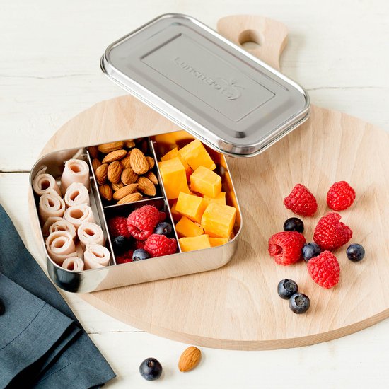 Box Rig Mini Packer LunchBots - Small Protein Packer - 4-vaks RVS Mini Bento Box (Let op ...