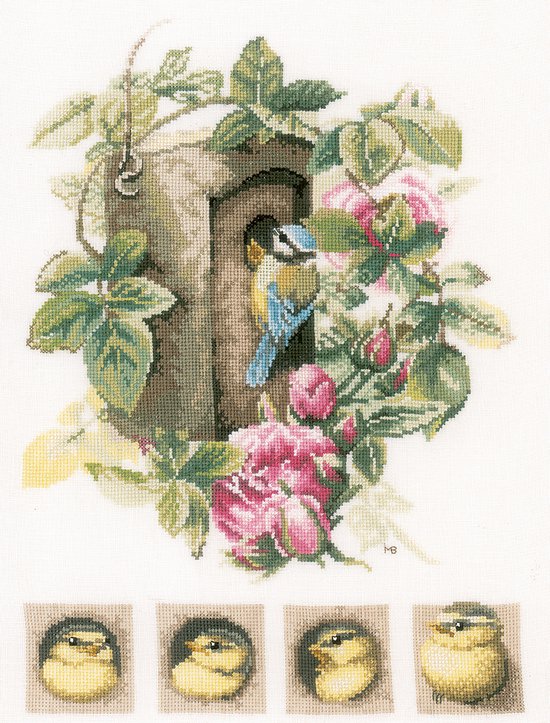 Marjolein Bastin Vogelhuisje met rozen Linnen borduren (pakket) PN-0008031